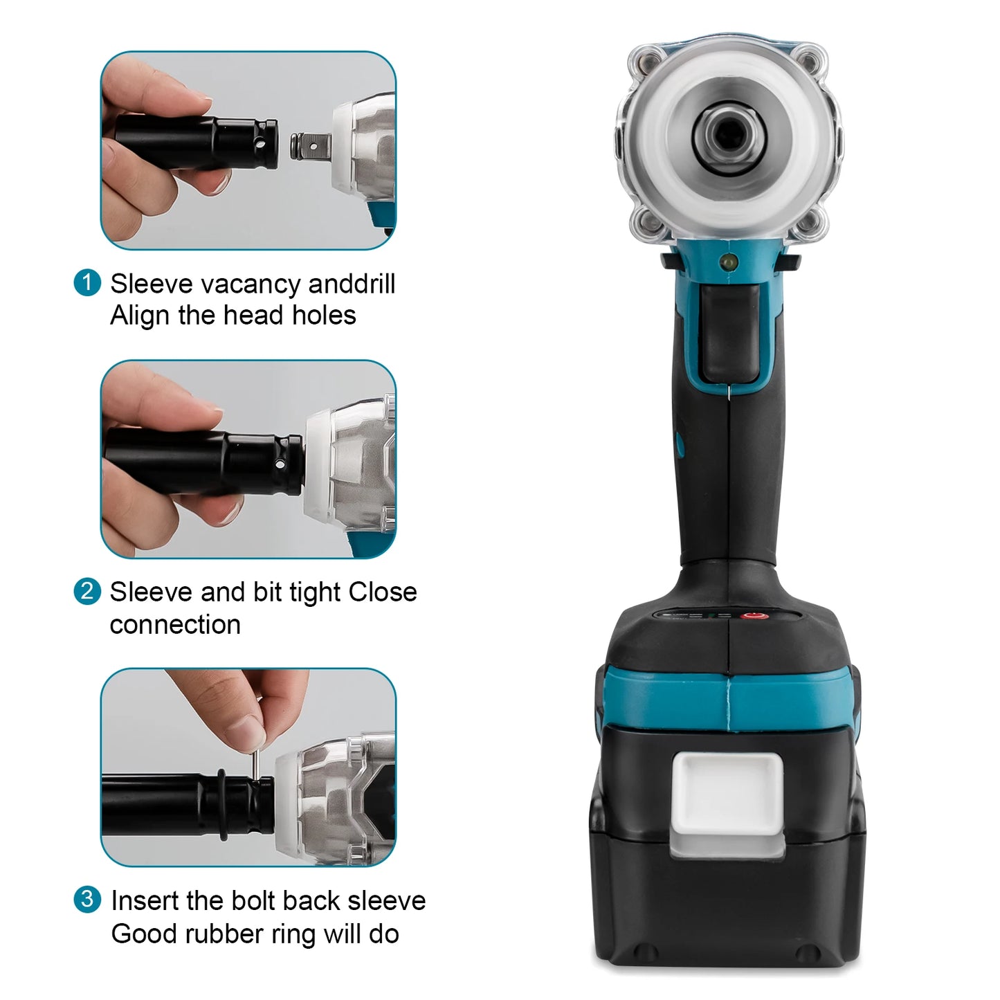 Brushless/Cordless Impact Wrench 1/2 inch for Makita 18V