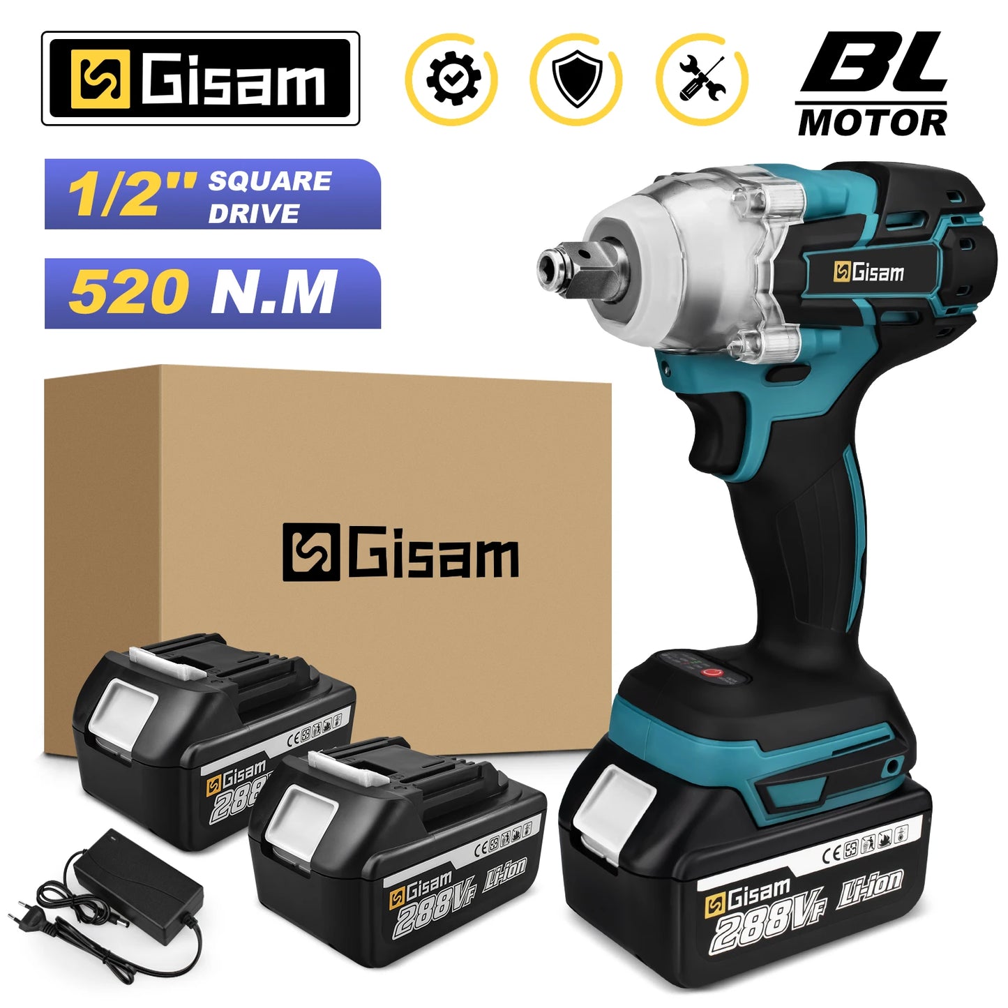 Brushless/Cordless Impact Wrench 1/2 inch for Makita 18V